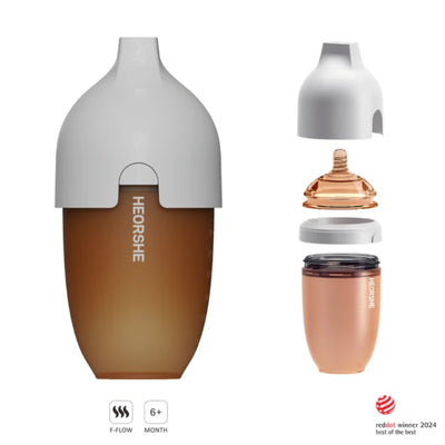 Mamadeira HEORSHE 240ML Grey - Mamadeira de bucal ultra-largo